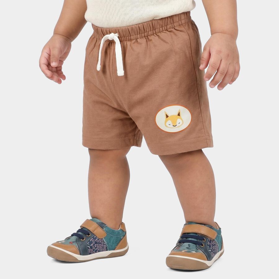 Infants' Brown Regular Fit Printed Half Pant, भूरा, large