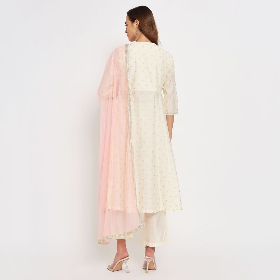 Ladies' Kurta Pyjama Set with Dupatta, ऑफ व्हाइट, large image number null