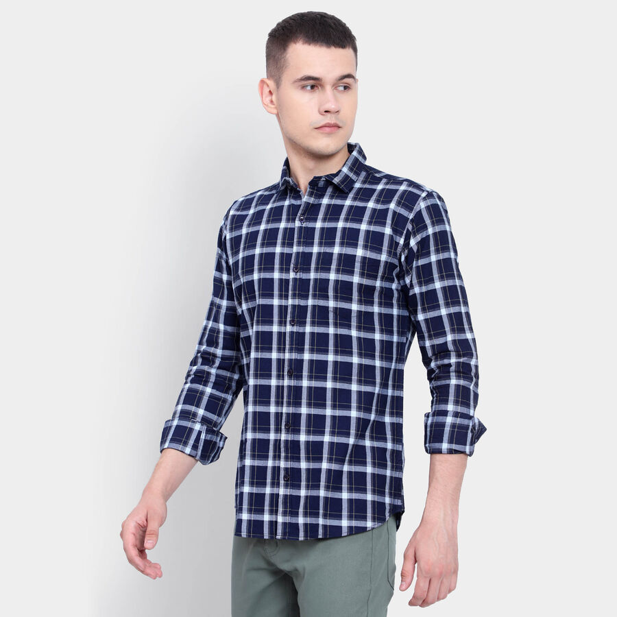 Cotton Checks Casual Shirt, Light Grey, large image number null