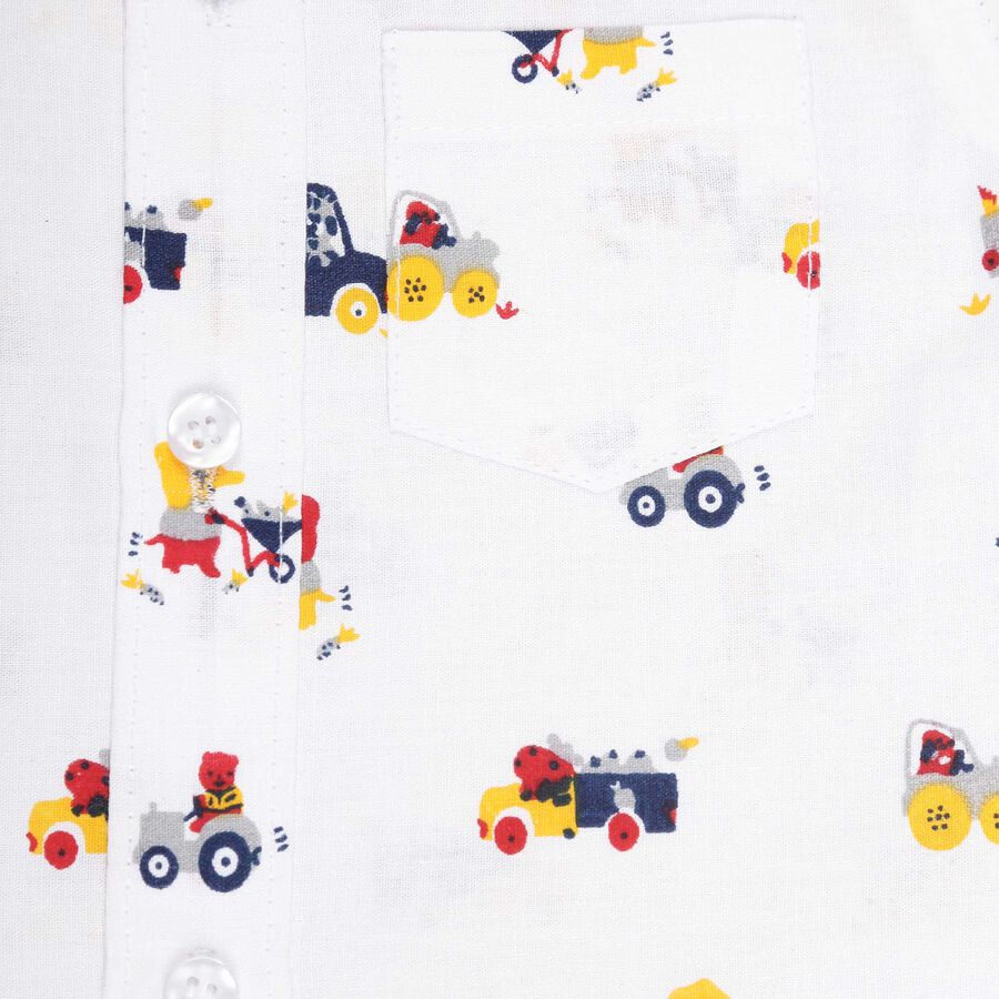 Infants Cotton Printed Shirt, White, large image number null