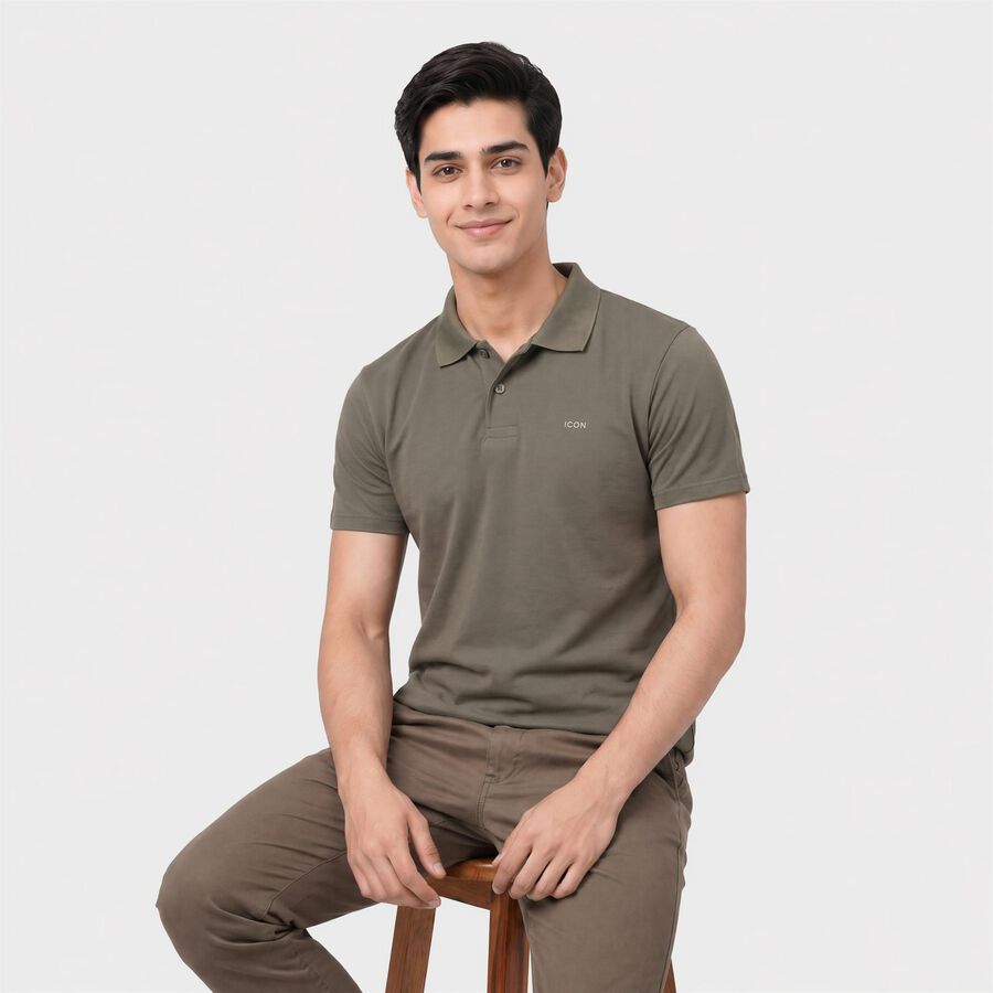 Men's Green Polo Neck Polo T-Shirt, Light Green, large