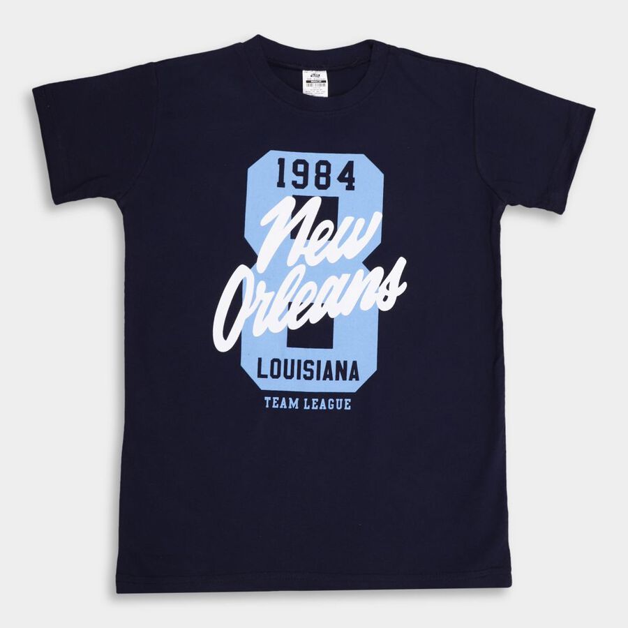 Boys' Half Sleeves T-Shirt, Navy Blue, large image number null