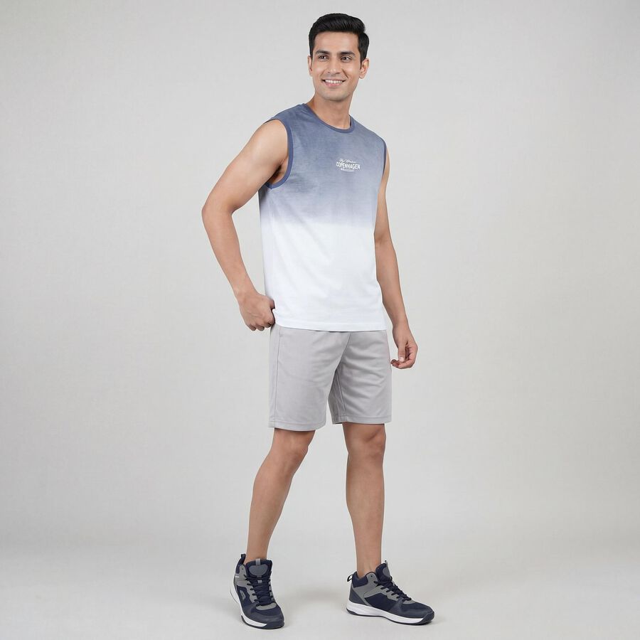 Men's Blue Cotton Round Neck Casual T-Shirt, Melange Blue, large