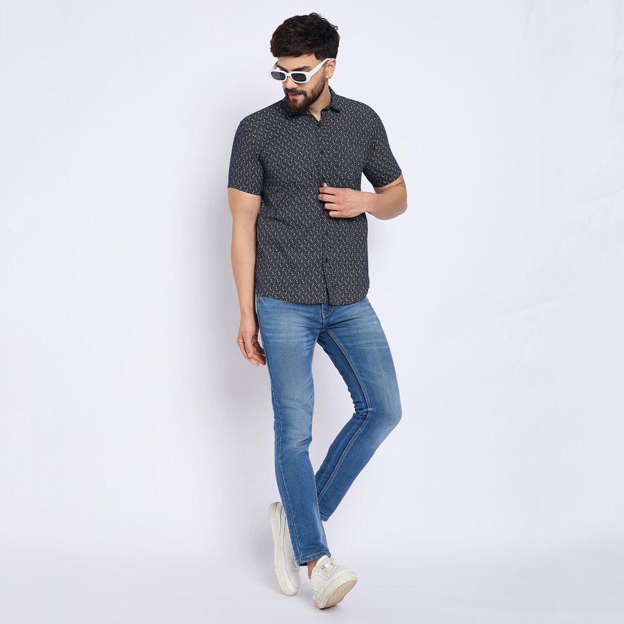 Men's 100% Cotton Casual Shirt , Navy Blue, large image number null