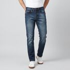 Men's Navy Blue Slim Fit Washed Jeans, गहरा नीला, small