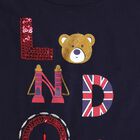 Girls' Navy Blue Cotton Round Neck Graphic Printed T-Shirt, नेवी ब्लू, small