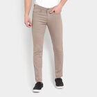 Solid 5 Pocket Skinny Casual Trousers, Brown, small image number null