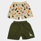 Infants' Olive Green Regular Fit Printed Half Pant, ओलिव, small