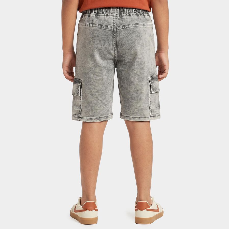 Boys Grey Regular Fit Cargo Bermuda Shorts, हल्का ग्रे, large