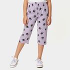 Girls' Lavender Regular Fit Panda Printed Elastic Waist Capri, Lilac, small