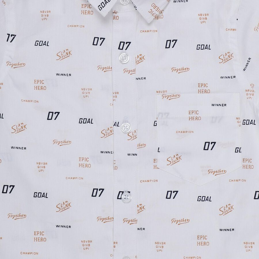 Boys White Cotton Half Sleeve Classic Casual Shirt, Off White, large