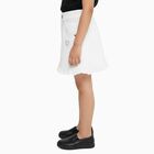 Girls' Bright White Ruffle Hem Cotton Blend Skirt, Off White, small image number null
