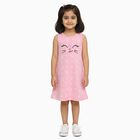 Girls' Pink Star Printed Sleeveless A-Line Frock, लाइलेक, small image number null