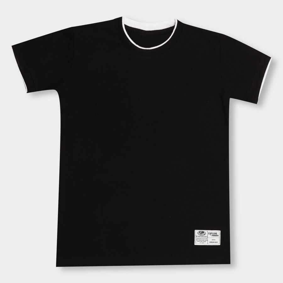 Boys' Half Sleeves T-Shirt , Black, large image number null