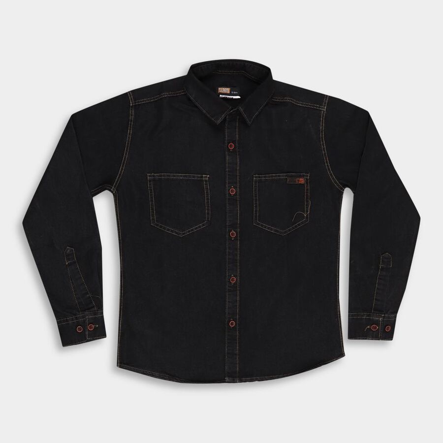 Boys' Casual Shirt, Black, large image number null