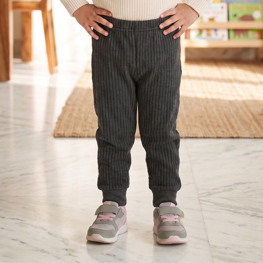 Girls' Charcoal Long Johns Thermal, चारकोल, large