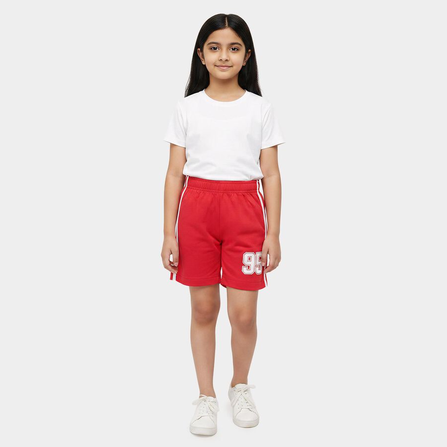 Girls Pink Regular Fit Sports Shorts, गुलाबी, large
