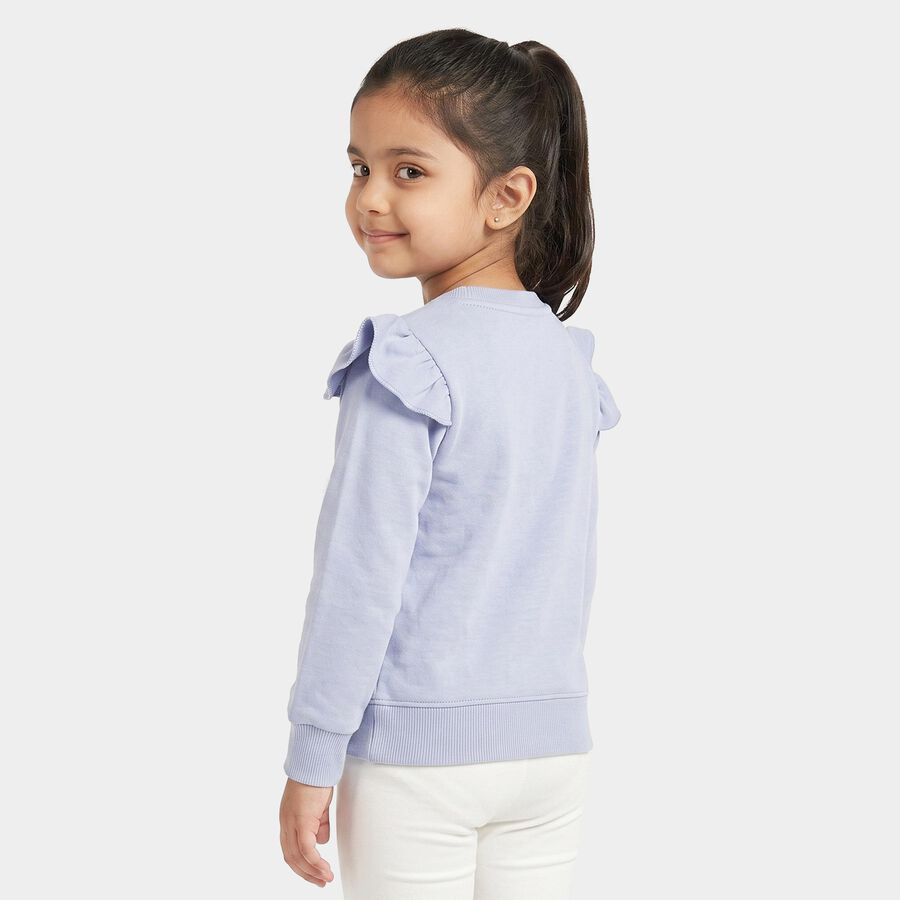 Girls' Light Blue Round Neck Pullover Sweatshirt, Light Blue, large
