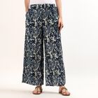 Women's Navy Blue Relaxed Fit Printed Palazzos, ऑफ व्हाइट, small