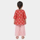 Girls Coral Round Neck Fusion Set Upper and Bottom Set, मूँगा (कोरल), small