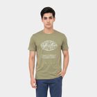 Men's Green Round Neck Regular T-Shirt, हल्का हरा, small