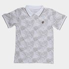 Boys' White Round Neck Printed T-Shirt, White, small