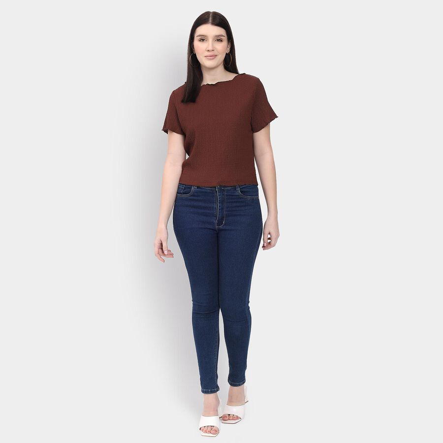 Ladies'  Crop  Top, Brown, large