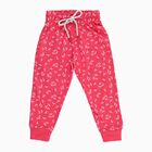 Girls' Vibrant Pink Floral Printed Cotton Blend Pyjama, गुलाबी, small image number null