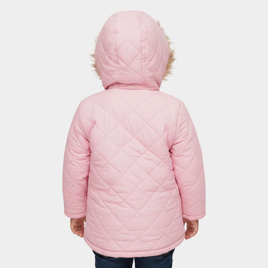 Girls Light Pink Hooded Casual Jacket, Pink, large image number null