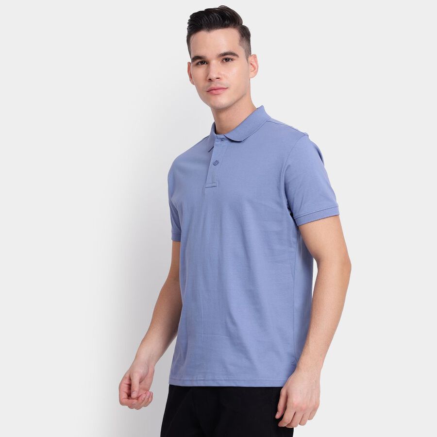Men's 100% Cotton Collared Half Sleeves T-Shirt, बैंगनी, large image number null