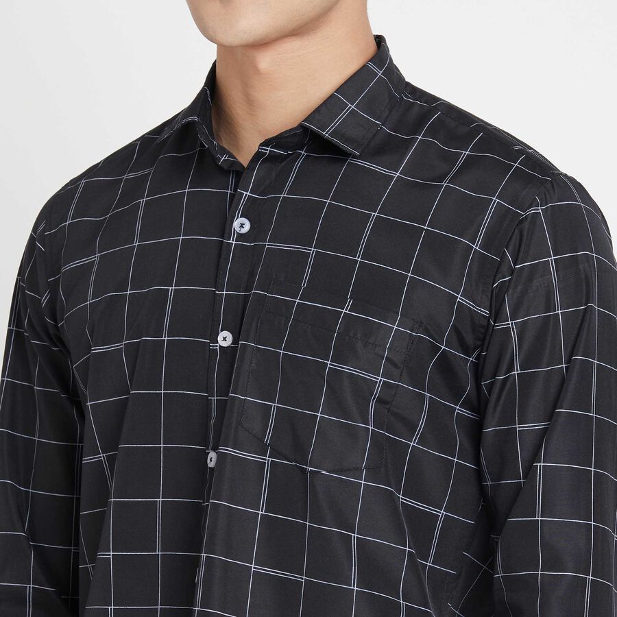 Checks Slim Fit Casual Shirt, Black, large image number null