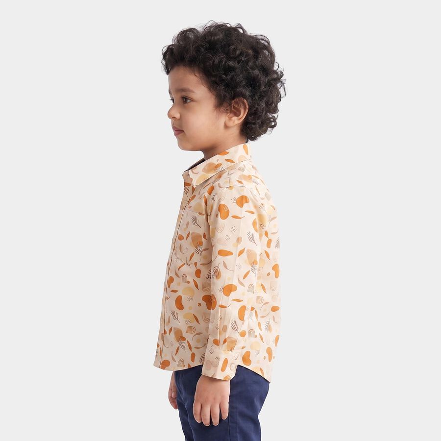 Boys White Cotton Long Sleeves Collared Shirt, White, large