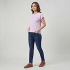 Women's Pink Round Neck Casual T-Shirt, गुलाबी, small