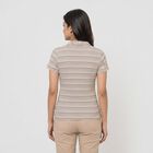 Women's Wine Polo Neck Striped Polo T-Shirt, Wine, small
