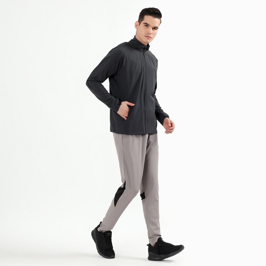 Men's Dark Graphite High Neck Athleisure Jacket, गहरा ग्रे, large image number null