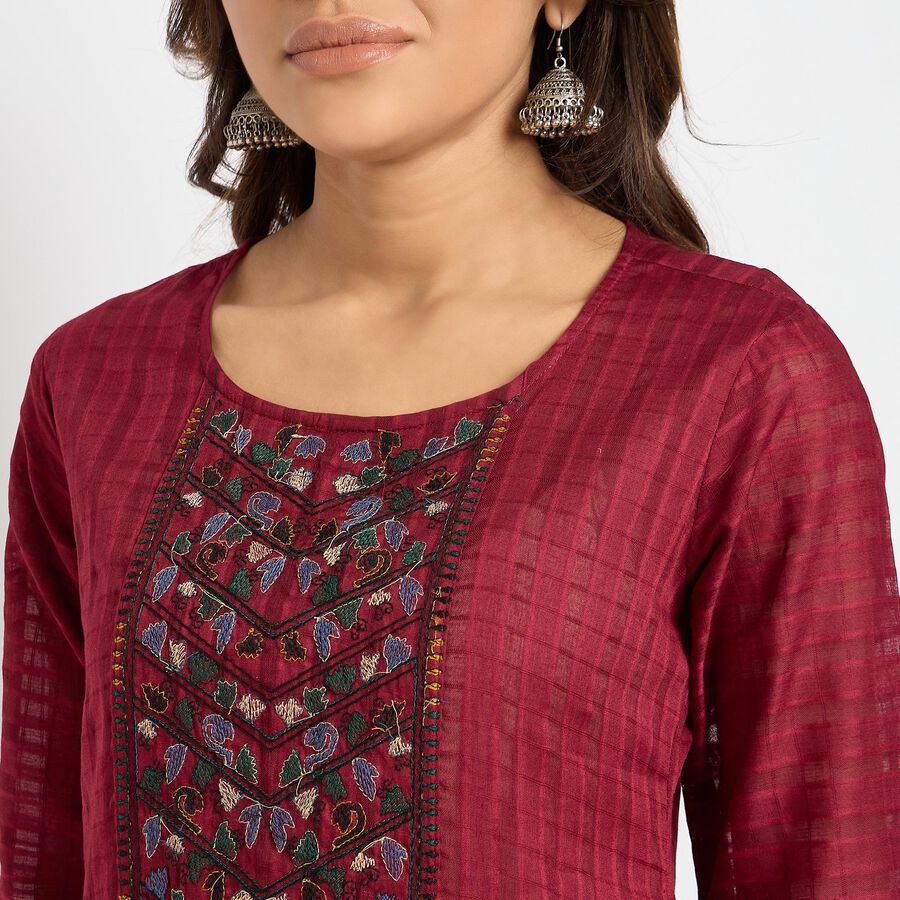 Ladies' 100% Cotton Kurta, मरून, large image number null