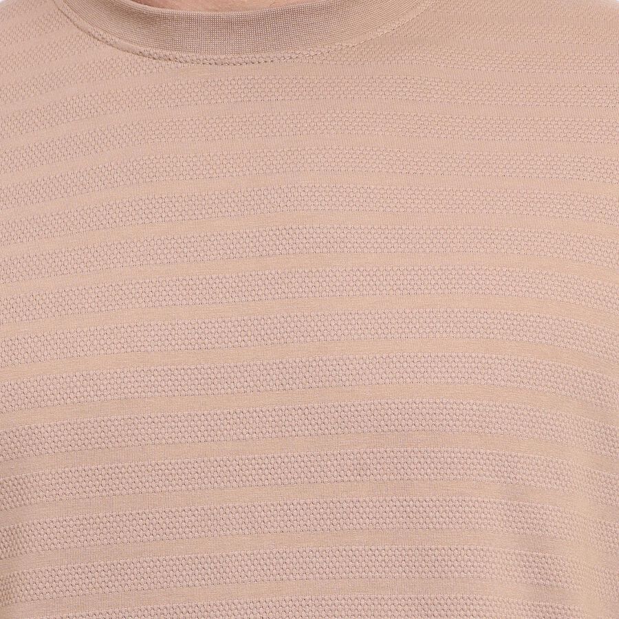 Men's Round Neck Half Sleeves T-Shirt, Beige, large image number null