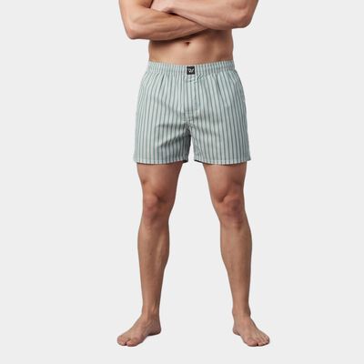 Men's Green Classic Fit Striped Boxers