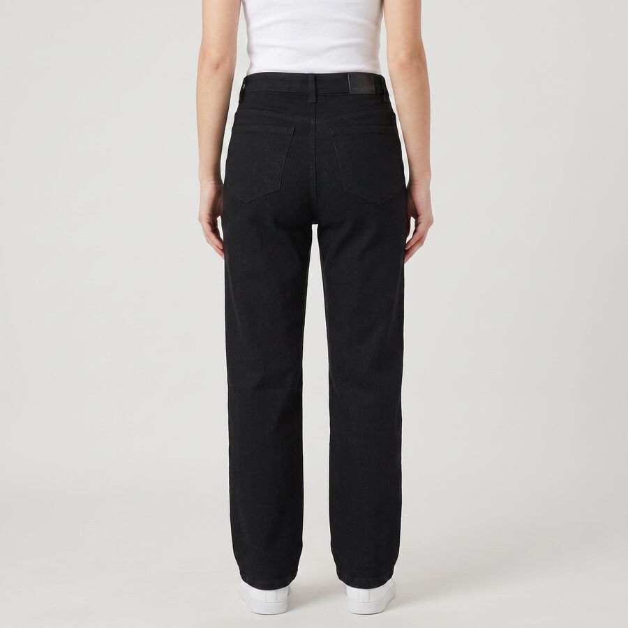 Women's Black Straight Fit Jeans, Black, large