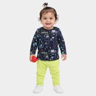 Infants' Navy Blue 100% Cotton Round Neck Graphic Print Baba Suit, नेवी ब्लू, small