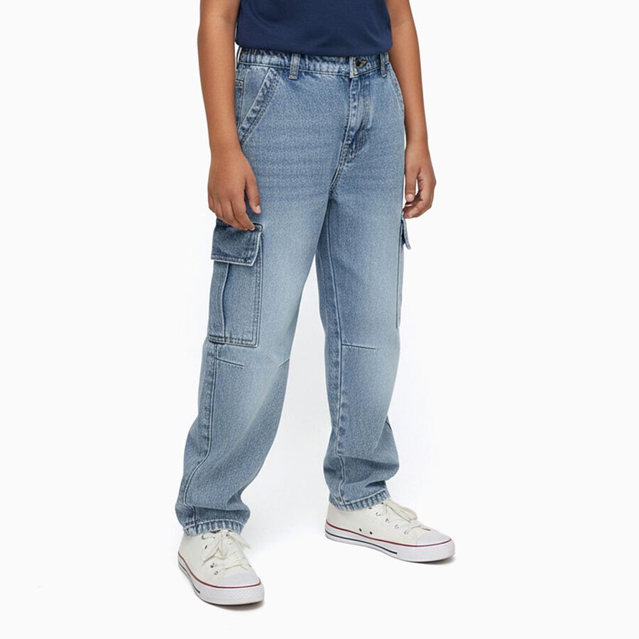 Boys' 100% Cotton Jeans, हल्का नीला, large image number null