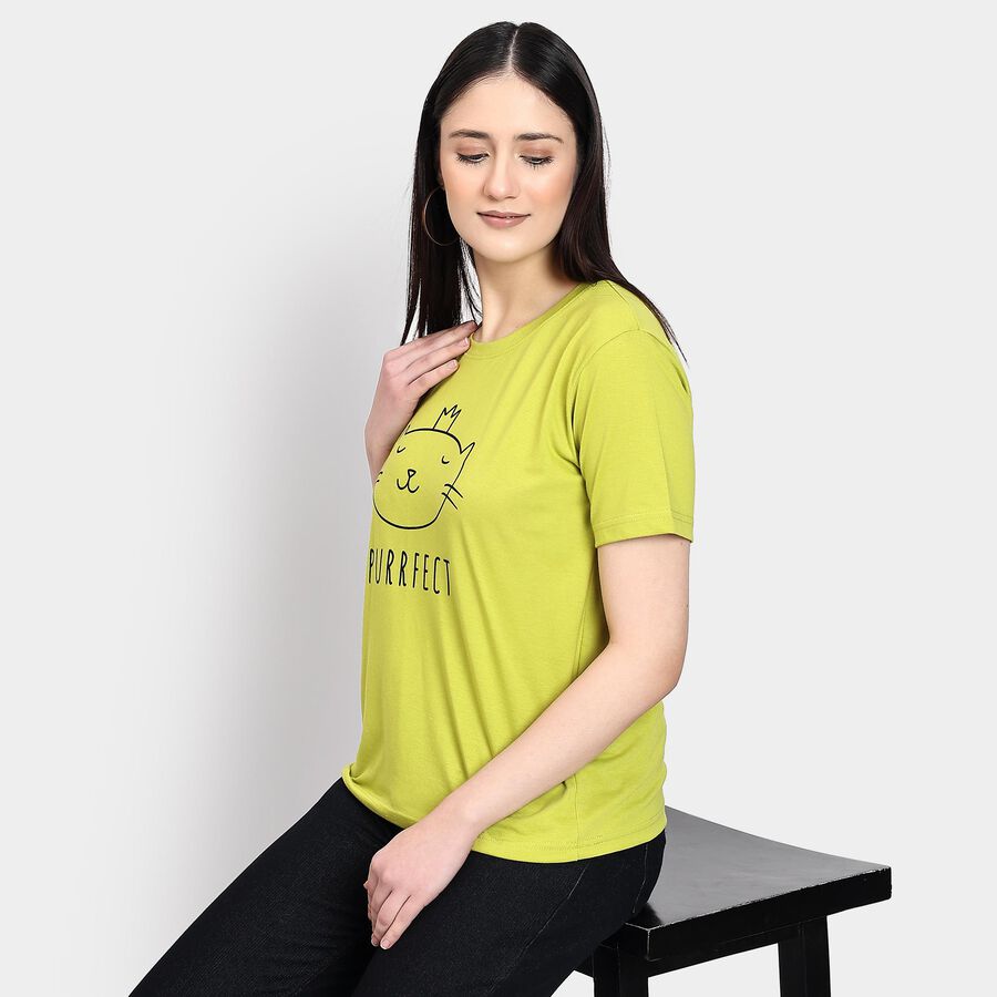 Ladies' Round Neck T-Shirt , Neon Green, large