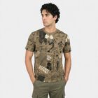 Men's Olive Green Cotton Round Neck Regular T-Shirt, ओलिव, small