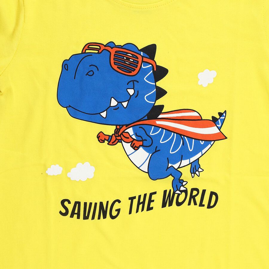Boys' Half Sleeves T-Shirt, पीला, large
