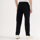 Men's Jet Black Regular Fit Zippered Track Pants, Black, small image number null