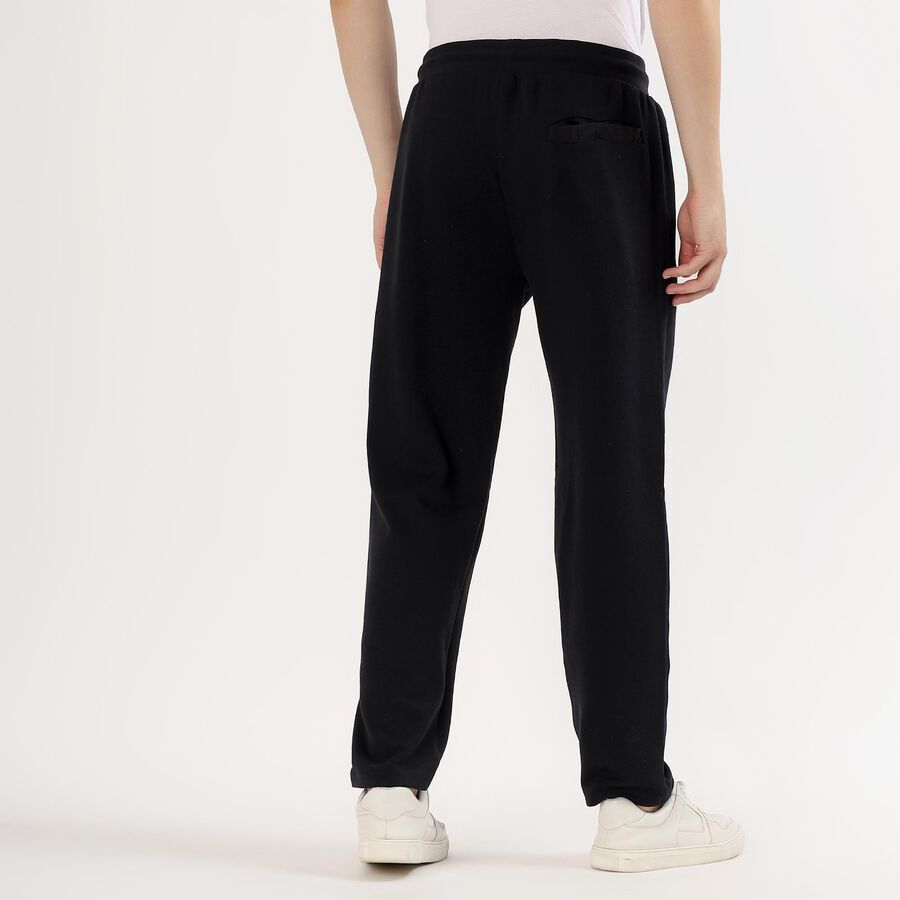 Men's Jet Black Regular Fit Zippered Track Pants, Black, large image number null