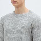 Men's Light Grey Crew Neck Casual Pullover, मिश्रित हल्का ग्रे, small image number null