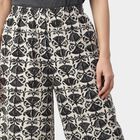 Women's Dark Grey Regular Fit Floral Printed Palazzos, Dark Grey, small