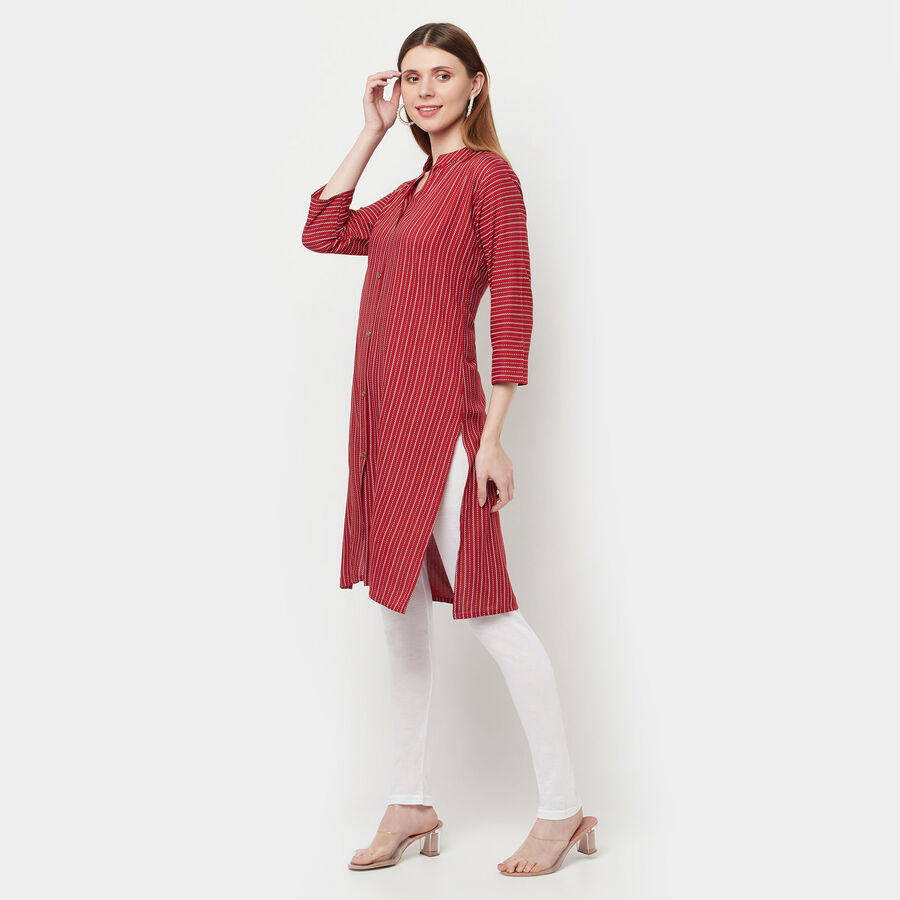 Printed 3/4th Sleeves Kurta, Maroon, large image number null