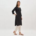 Women's Jet Black Round Neck Embroidered Kurta, Black, small image number null